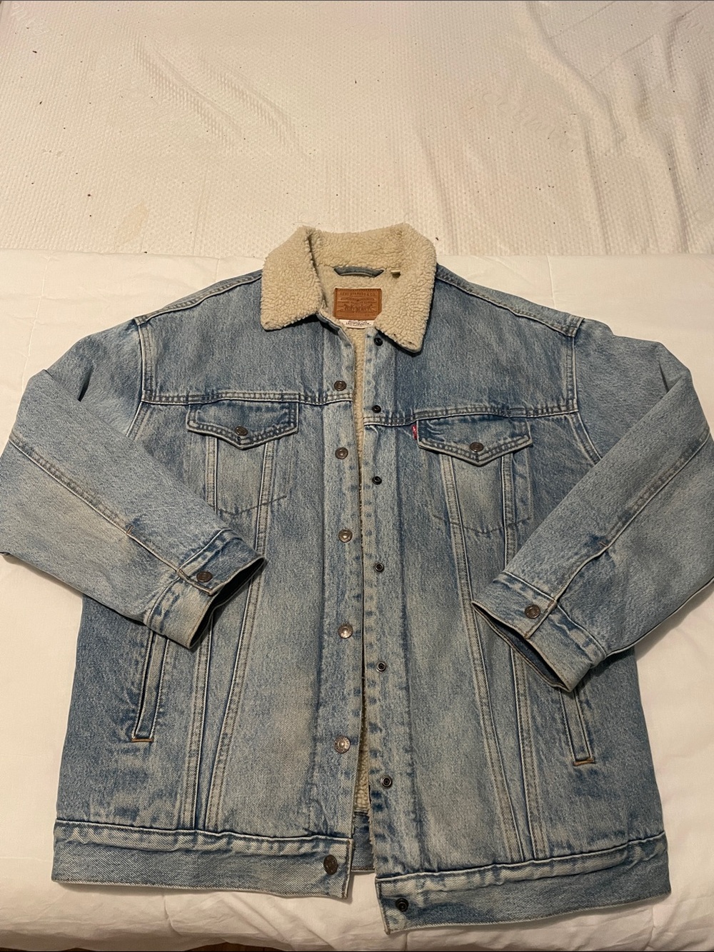 Levi's Light Blue Denim Sherpa Jacket with Cream Collar
